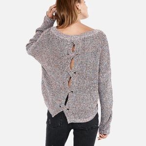 Express Cable Knit Split Back Sweater Multicolor size M
